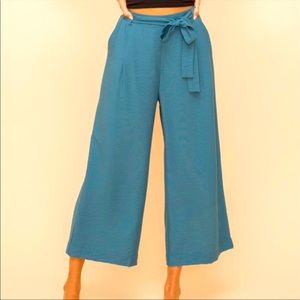 Dressy Cropped elastic band wide leg palazzo pants with tie. Never worn, no tags